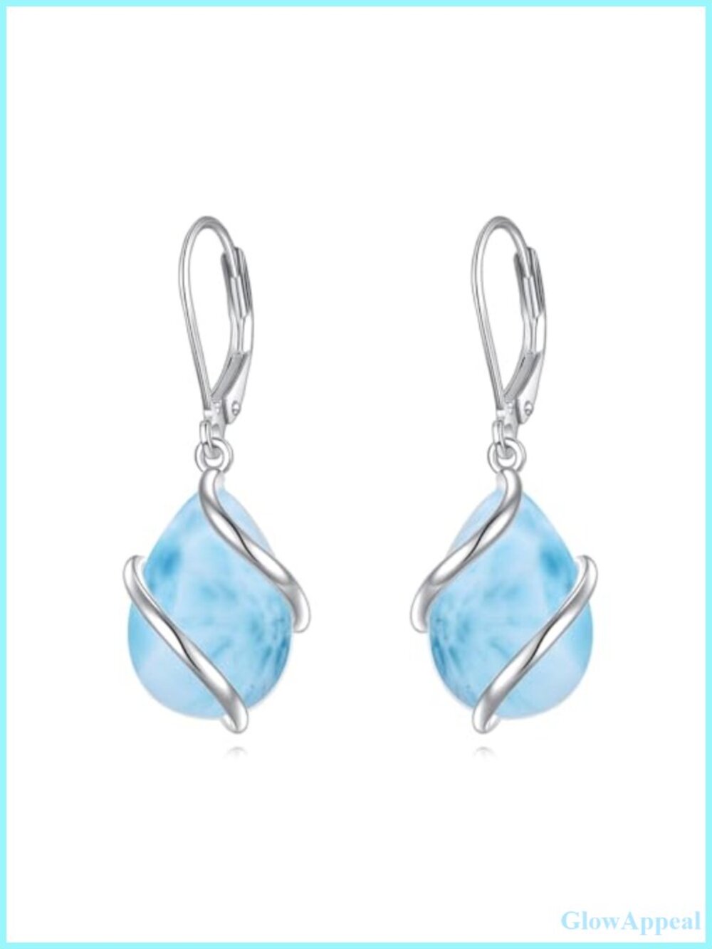925 Sterling Silver Teardrop Drop Earrings Larimar Gemstone Women's Jewelry Gift